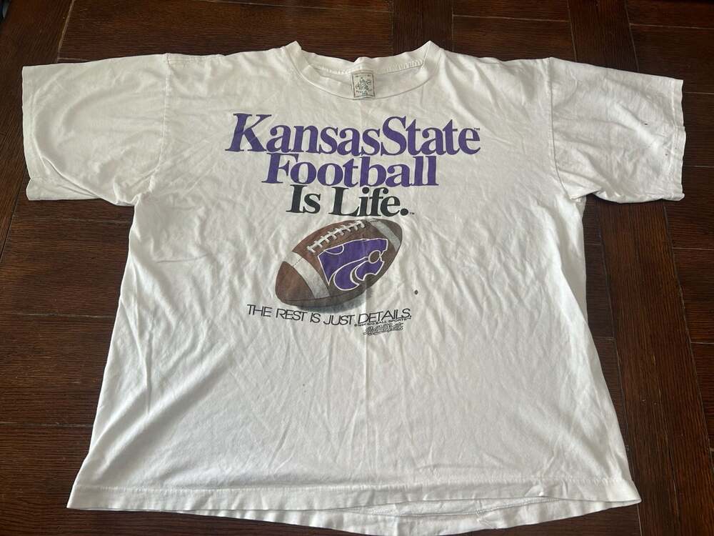 Vintage 1994 Kansas State Football Is Life Shirt White XXL Big Ball Sports